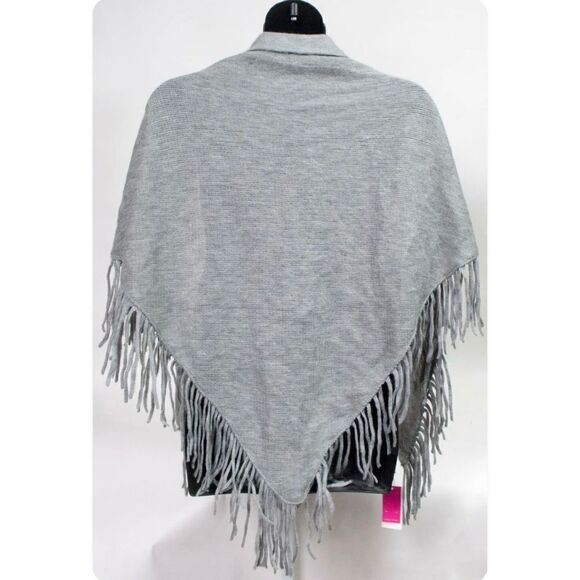 NWT Vince Camuto Ladies Heather Grey Triangle Wrap with Fringe O/S MSRP $38 - Picture 3 of 7